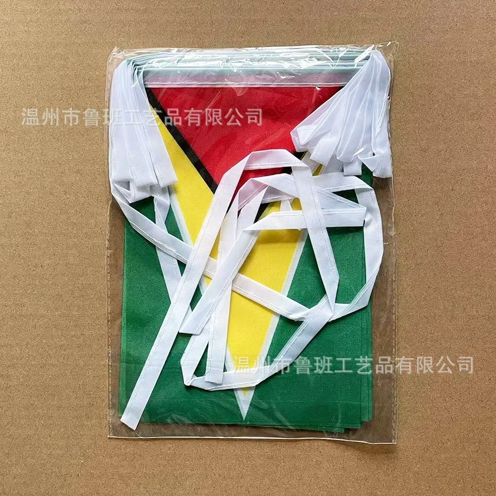 （TIKI FLAG）Guyana bunting flags 14x21cm 20pcs/lot Pennant Guyana String Banner Festival Party Holiday for decoration