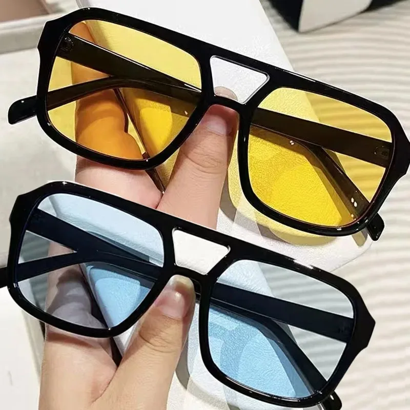 2024 Double Bridge Square Ladies Sunglasses Men Women Summer Sunscreen Sunglasses Outdoor Riding Windproof Sunglasses