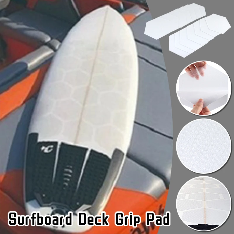 

22-Pack Clear Waxless Hexagon Traction Pads - Non-Slip Surfboard Deck Grip for Skateboard, Kayak & DIY Accessories