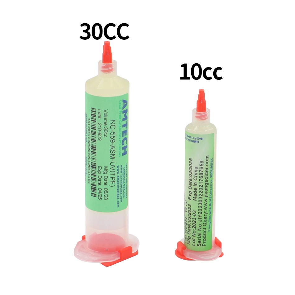 10cc AMTECH Original Soldering Paste NC-559-ASM-UV Soldering Oil Flux For PCB Chip Repair With Pusher