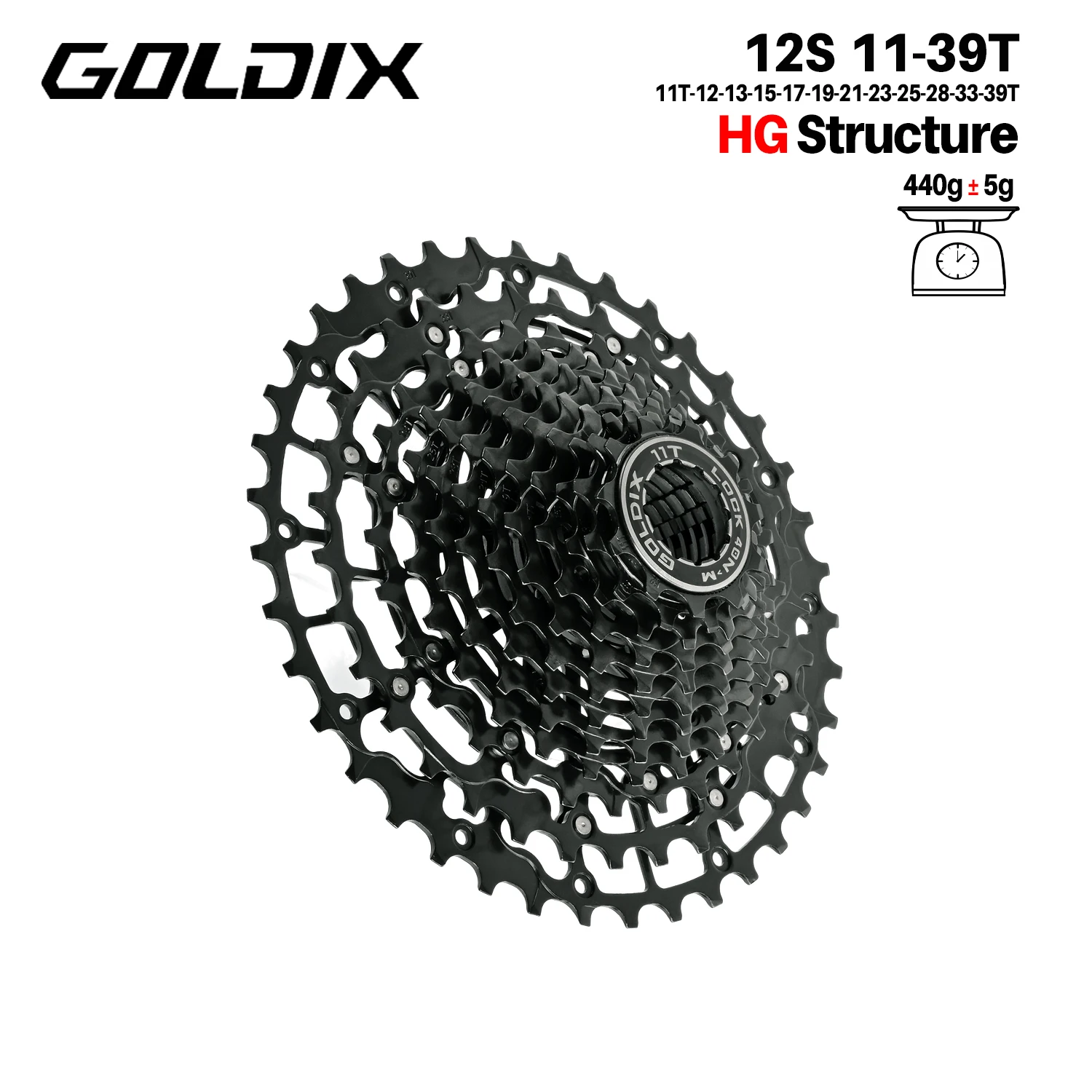 GOLDIX Ultralight Fiets Cassette Vrijloop Koolstofstaal Materiaal 9/10/11/12/13 Speed HG Structuur Tandwiel voor Mountainbike