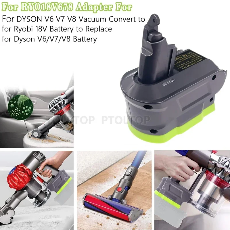 Universal V8/V7/V6 Battery Adapter for Ryobi 18V Battery to for Dyson V6 V7 V8 Battery Converter Animal Absolute Vacuum