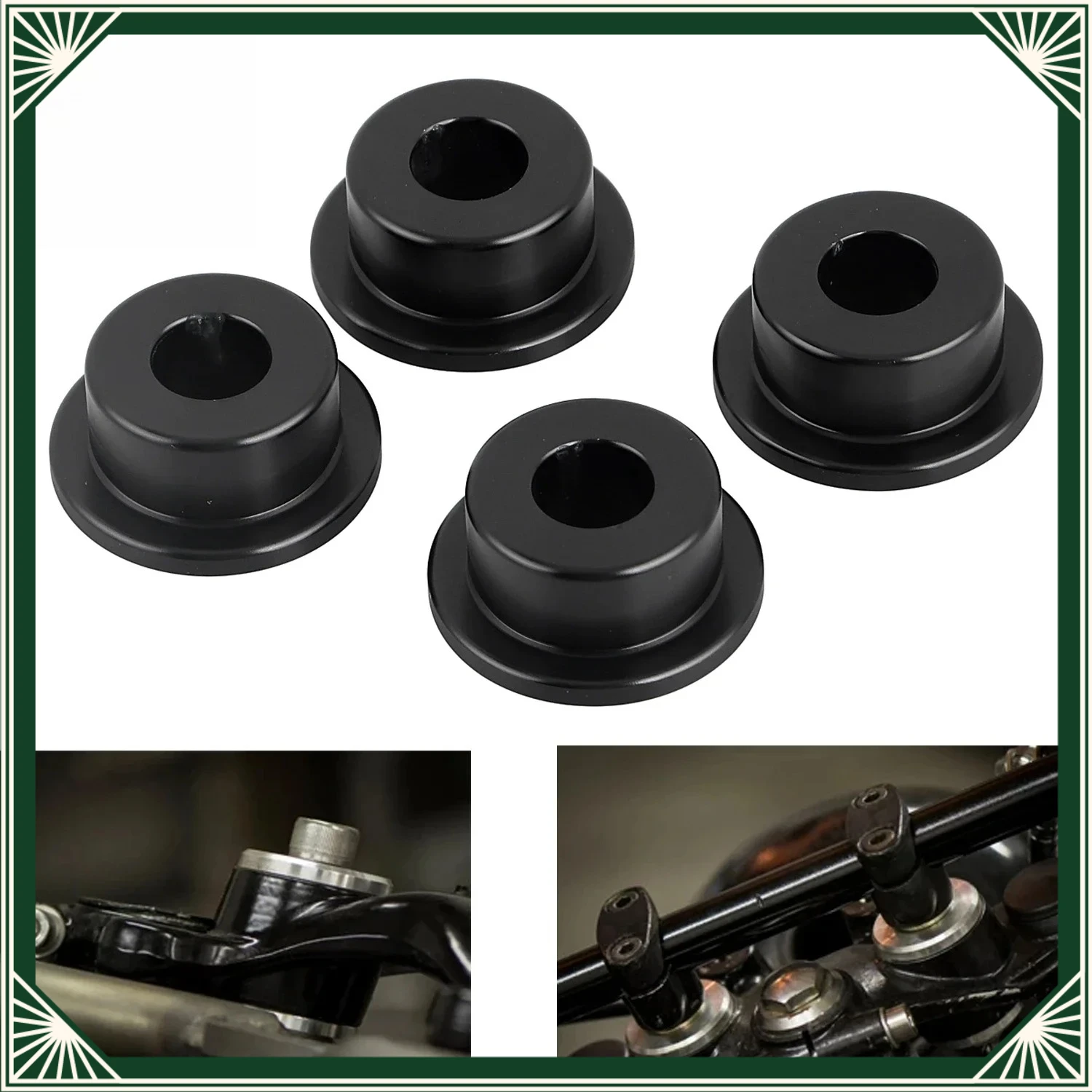 4X Motorcycle Kit For Harley Black Handlebar Riser Bushings Solid Mounts Dyna Low Rider Fat Bob Heritage Softail FLSTC Sportster