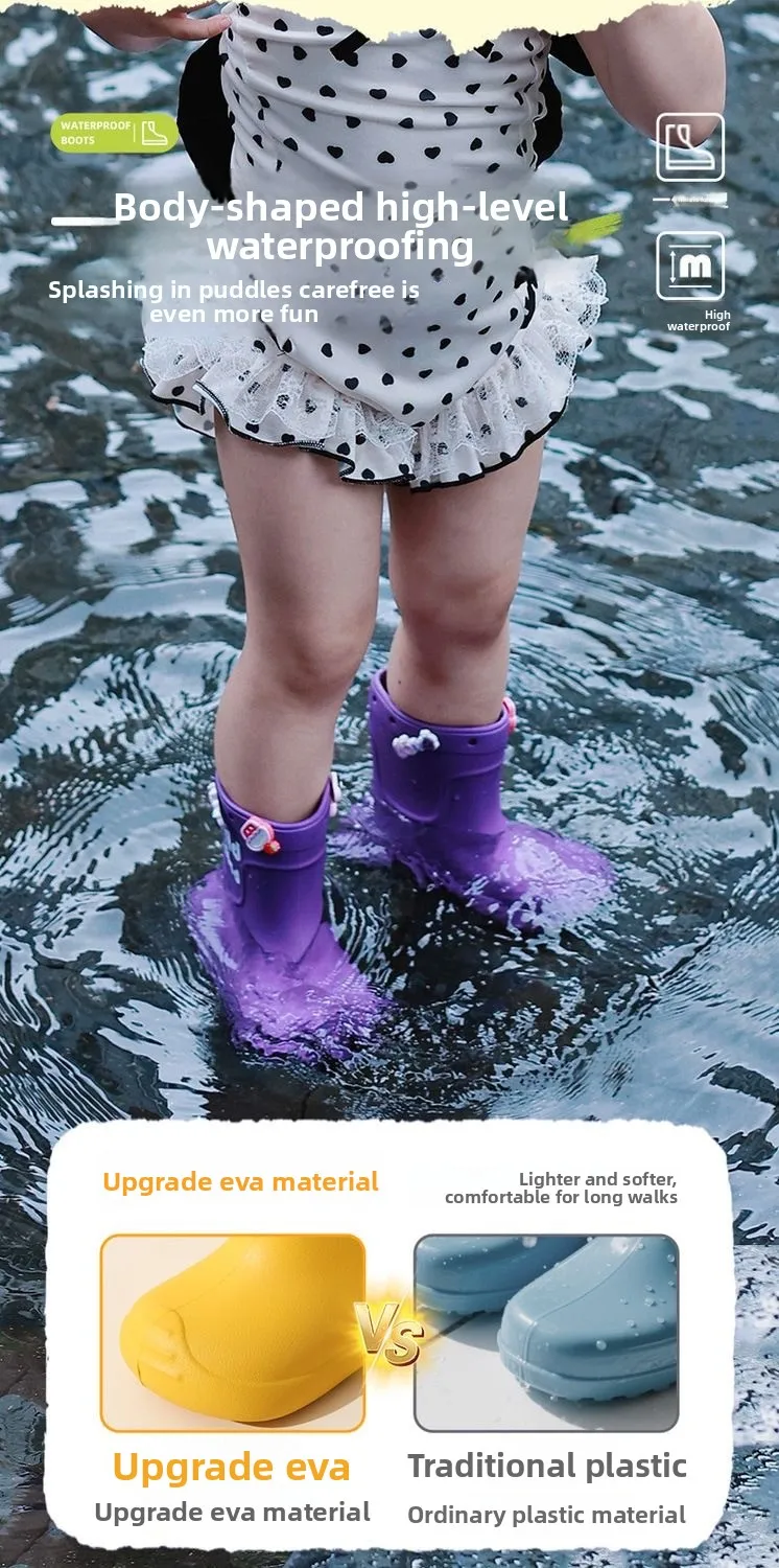 2026 Kinder Regenstiefel Mädchen Jungen Regenstiefel Rutschfeste Kinder Baby Regenschuhe PVC Wasserdichte Halbhohe Wasserschuhe Weiches Gummi – Detail 6
