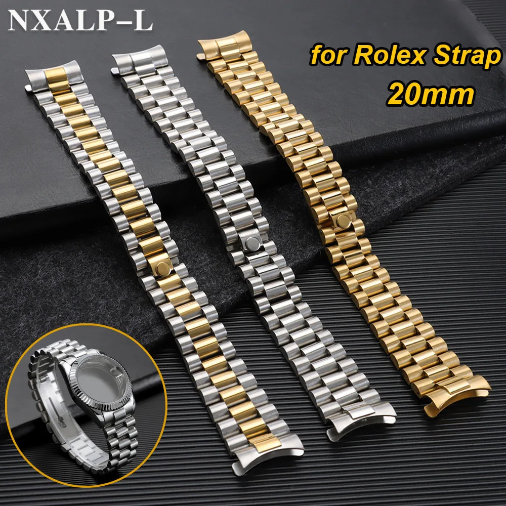 Armband mit gebogenem Ende, 20 mm, für Rolex Water Ghost, massives Edelstahl-Uhrenarmband für Oyster Perpetual-Armband, Herren-Accessoires