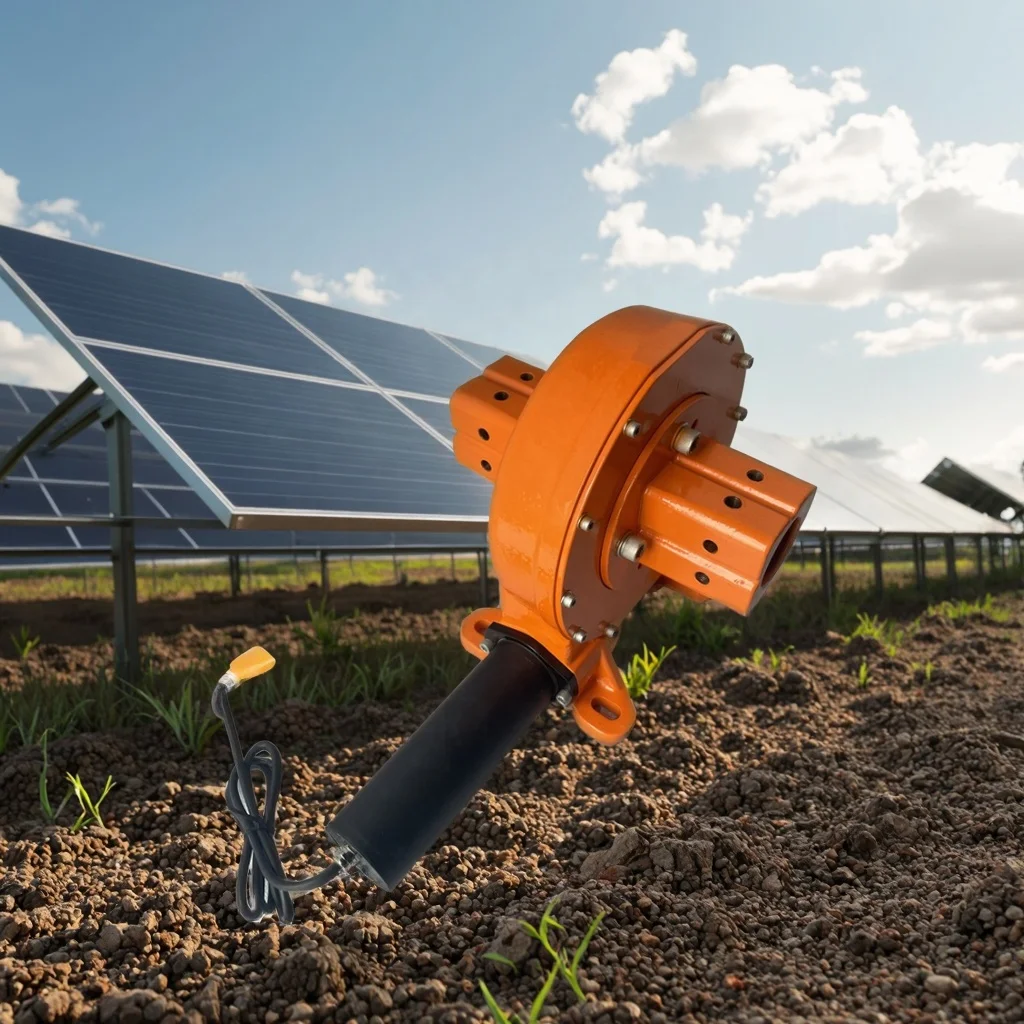 Vertikales PV-Modul Sun Tracker mit Schneckengetriebe-Untersetzungsmotor-Schwenkarrangement VH9-61S110-RC-24H15300-REV.A