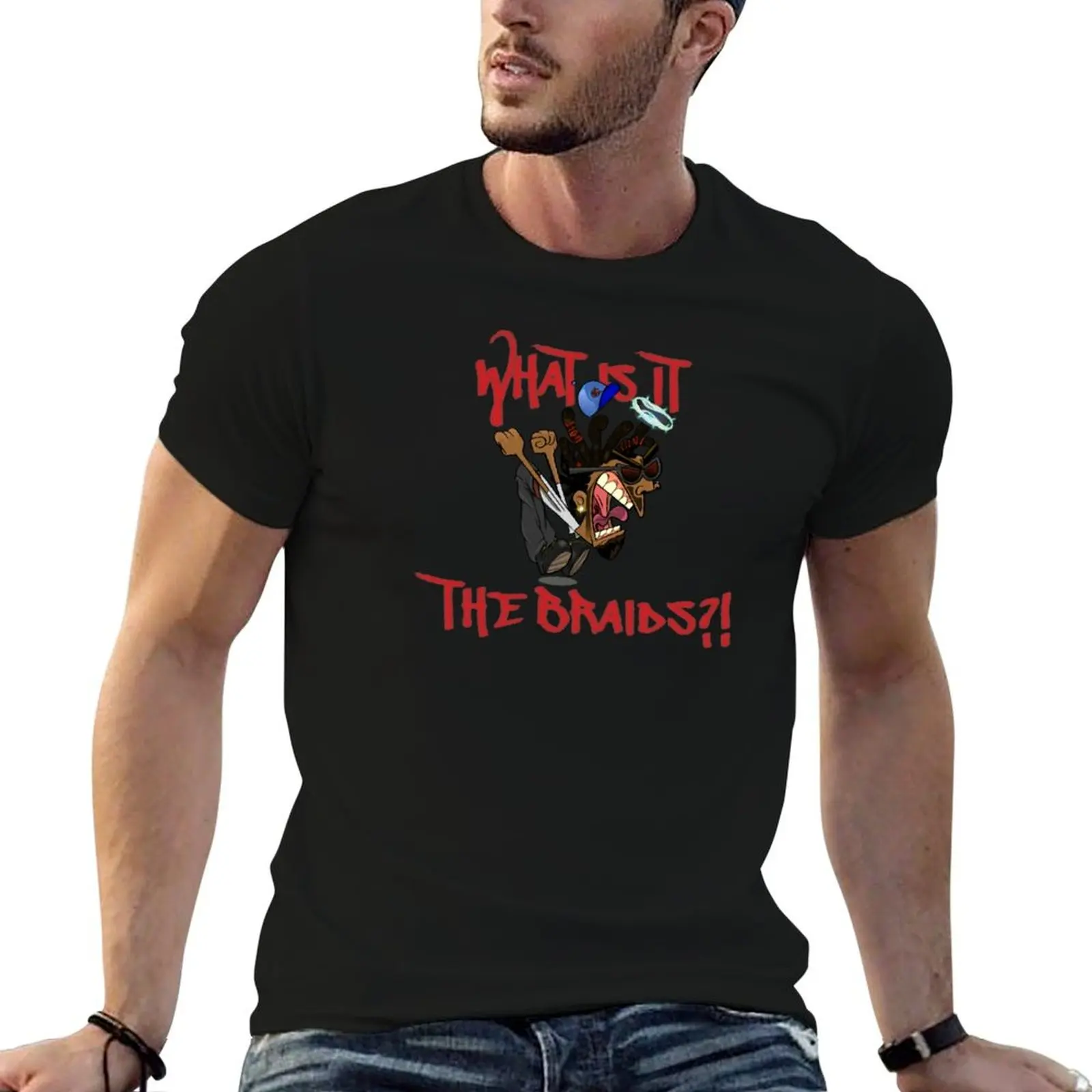 Rouge Qu'est-ce que c'est ? Les tresses ?! T-shirt Kendrick Lamar Fairly Odd Euphoria avec impression d'art au trait simple