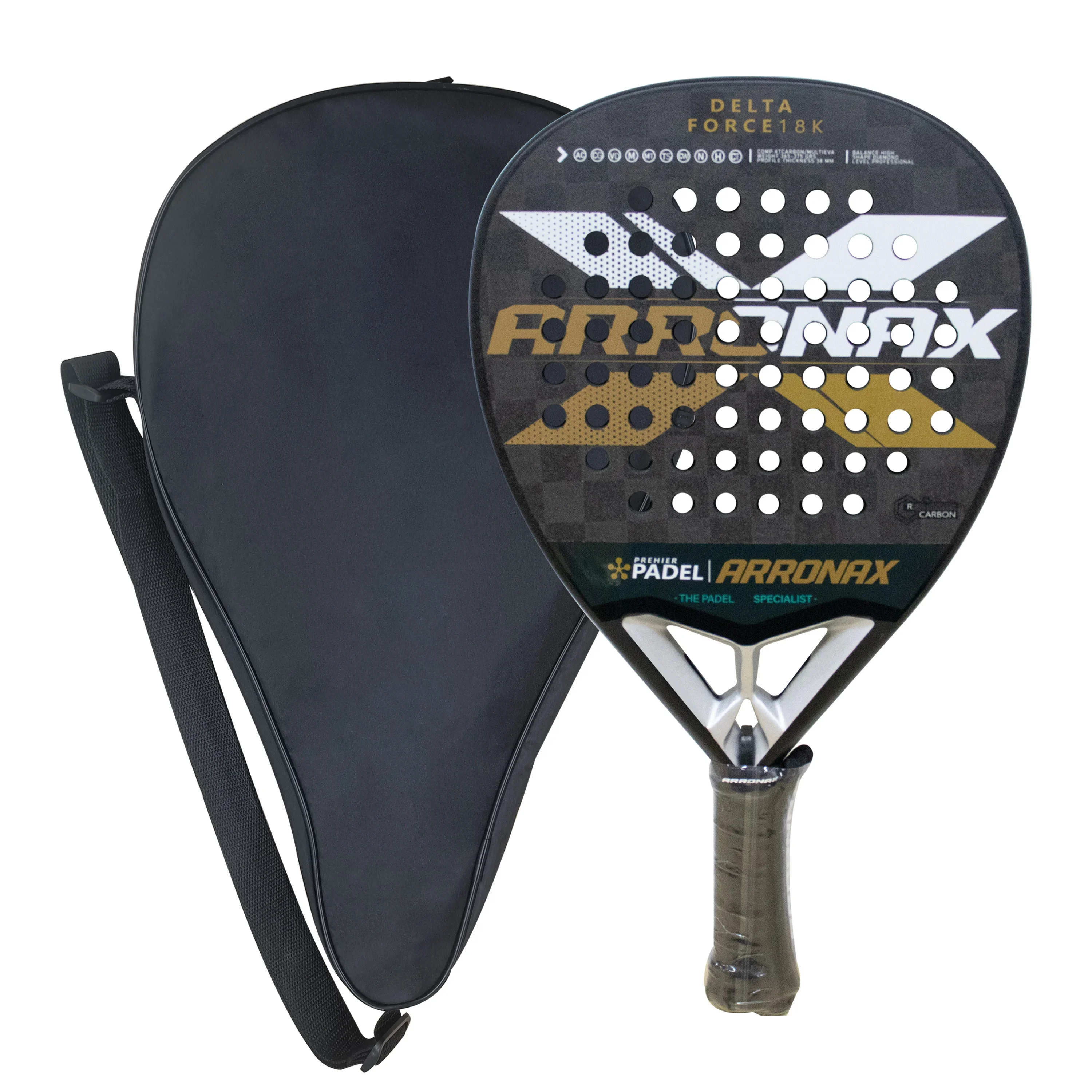 Padel Tennis Racket 18K Carbon Fiber with EVA SOFT Memory Paddle High Balance Power Surface for Men Women Training Accessories