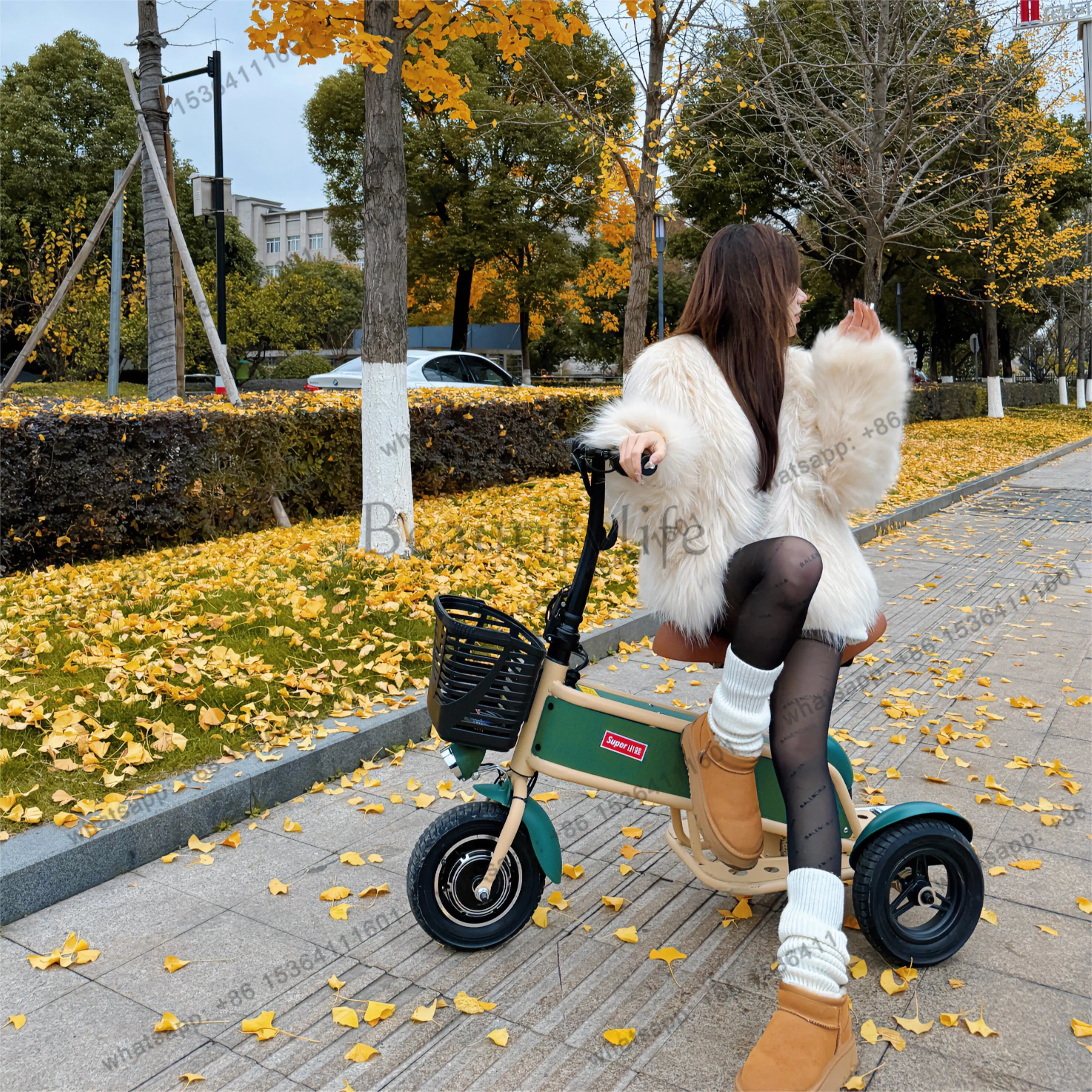Folding tricycle electric car small women electric skateboard adult home battery car view 3