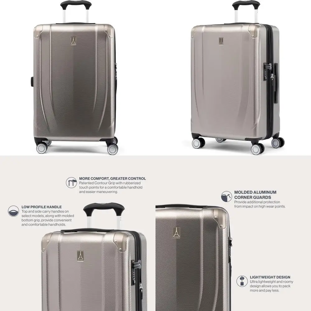 

medium 25 inch expandable hard shell spinner luggage with 8 wheels