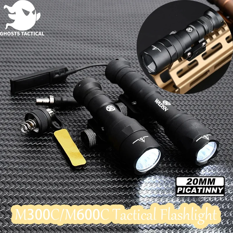 

Тактический металлический фонарик M300C/M600C с постоянным переключателем, яркий, яркий, 510/600 люмен, страйкбол, для наружной охоты, разведывательная модель