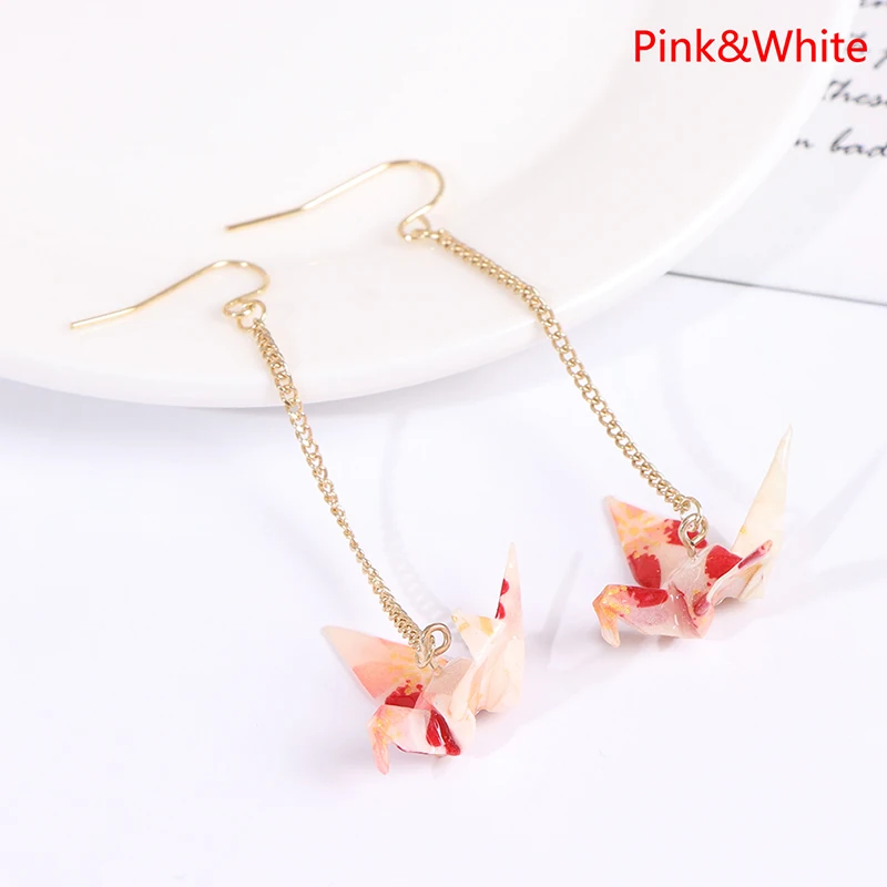 1pair Kranich Earrings Origami Miniblings Bird Cranes Faltkunst Senbazuru Paper