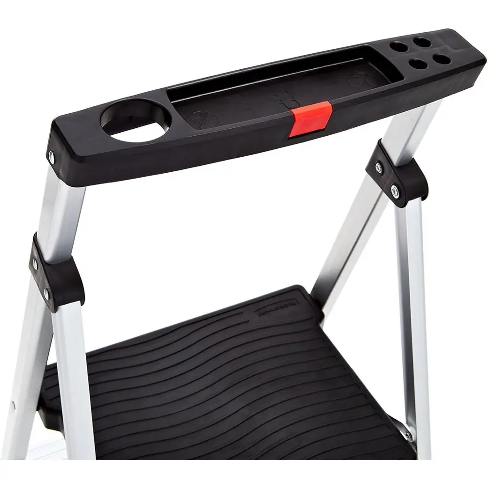 Lightweight Folding Step Stool with Project Top, Silver, US Safety Standards, No Assembly Needed