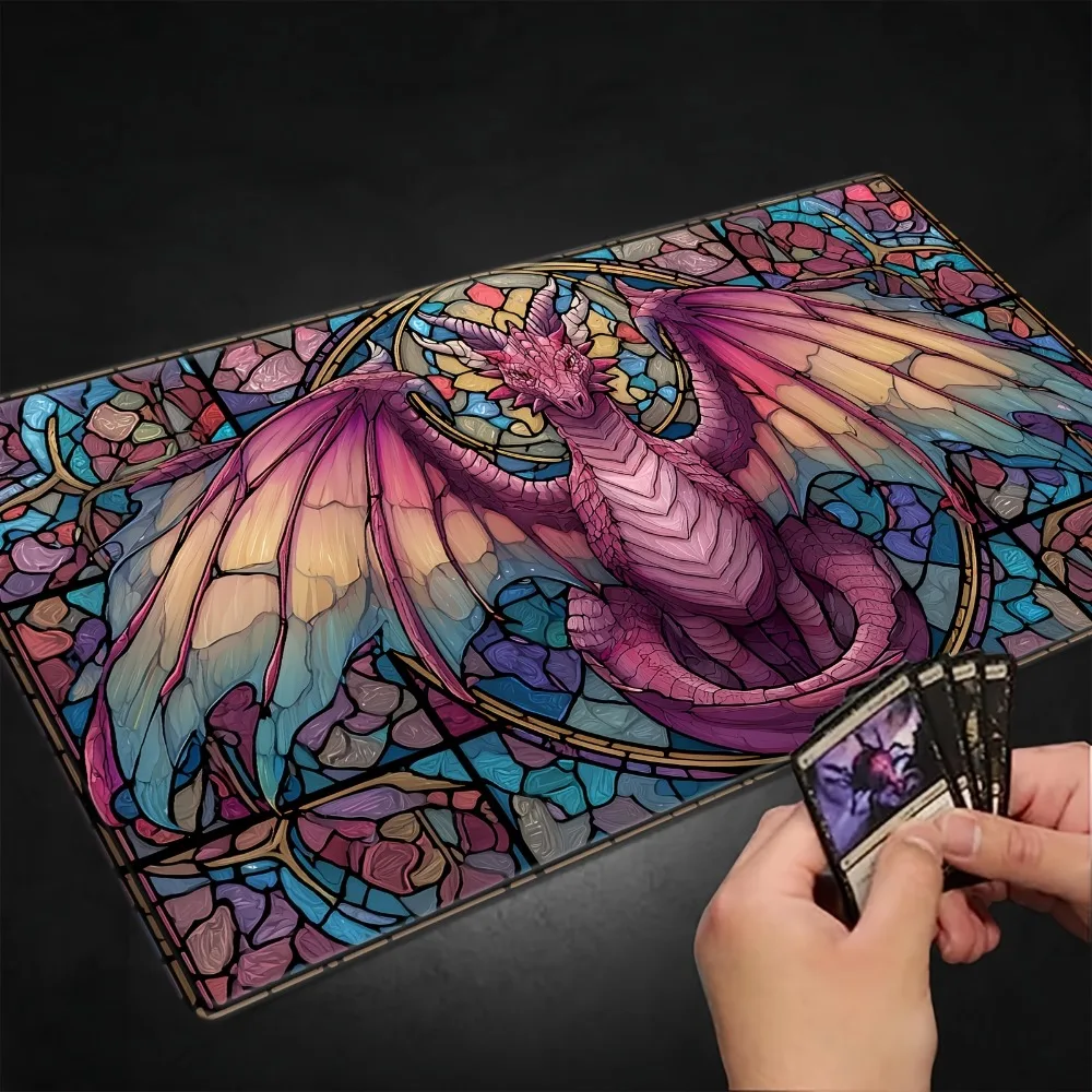 Colorful glass dragons and magical creature game mats are compatible with TCG/CCG/RPG tabletop games - with vividly designed