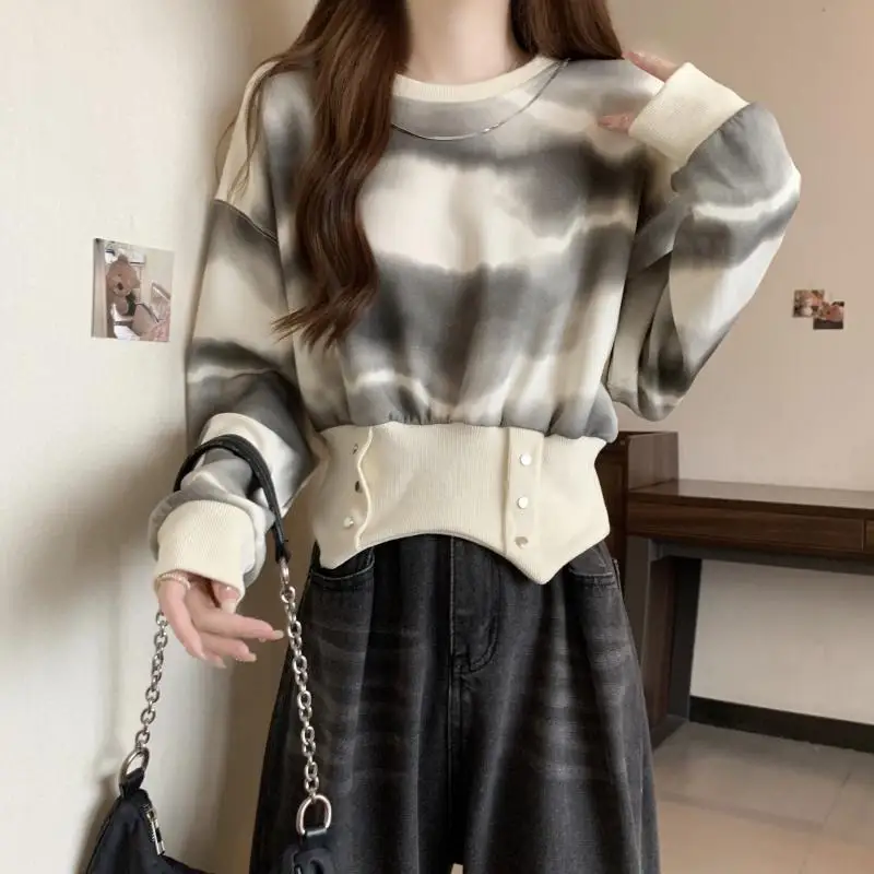 Retro Tie-dye damessweatshirts Koreaanse kleding Casual Sport Y2k-stijl Jaren '90 Vintage Goedkope hoge kwaliteit Emo Vrouwelijke trui Top