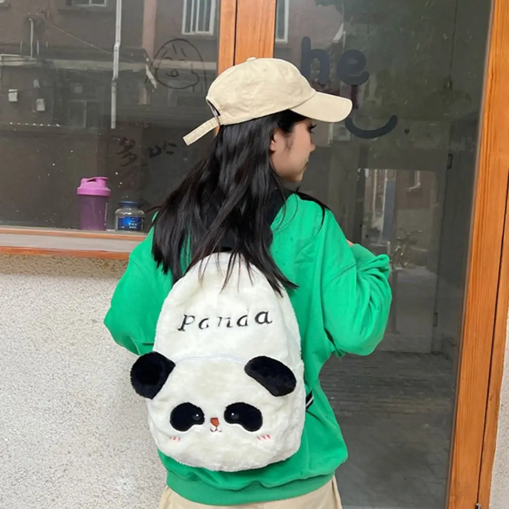 Panda de pelúcia mochila estilo coreano animal estudantes saco escolar crossbody sacos de pelúcia dos desenhos animados saco de mensagem meninas/feminino