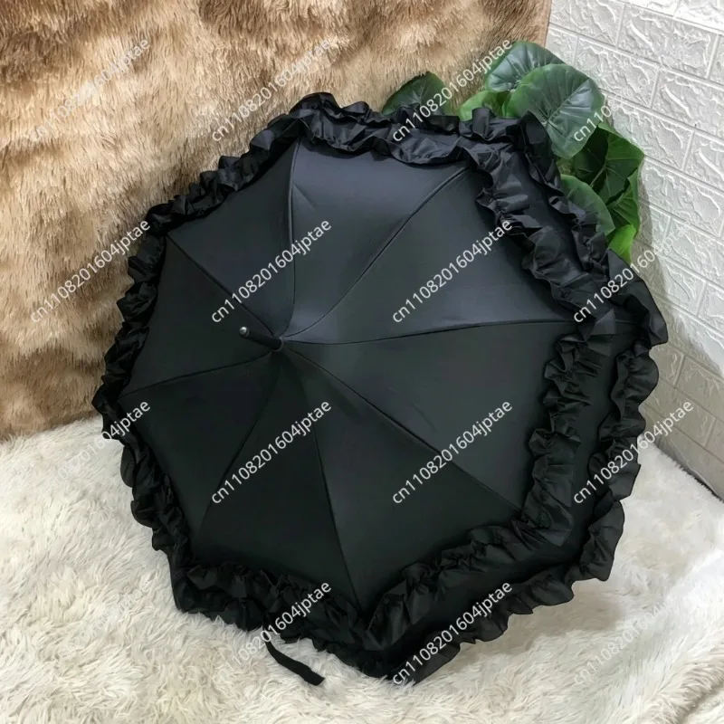 2022 new pagoda-type vinyl sunscreen princess umbrella semi-automatic long-handled umbrella for weather and rain