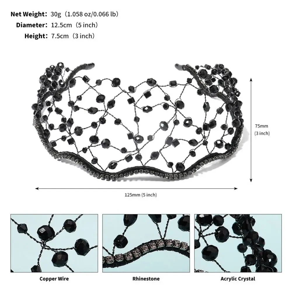 اليدوية كريستال الخرز الشعر صافي تاج أنيقة Headbands الشعر مجوهرات تألق حجر الراين تيارا الشعر هوب أغطية الرأس الزفاف