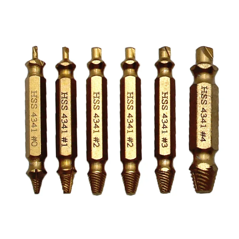 مزدوج الرأس عكس الأسنان المسمار النازع-6 قطعة مجموعة أدوات لإزالة الأسنان السائبة التالفة كسر الأسلاك ورشة عمل المنزل أداة إصلاح