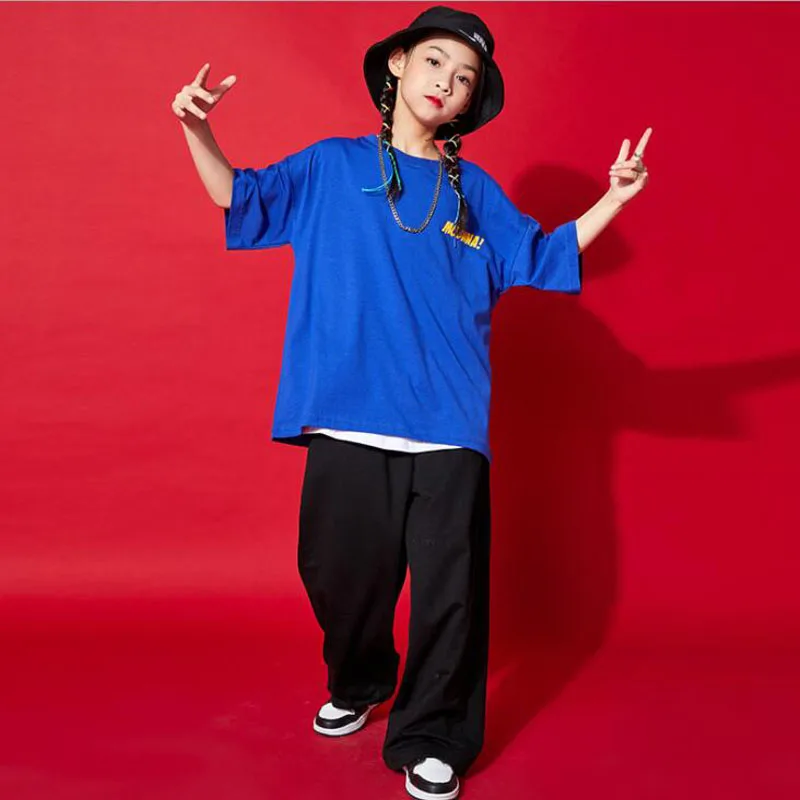 Kinder coole Hip-Hop-Kleidung übergroße T-Shirt Tops Streetwear Running Jogger Hosen für Mädchen Jungen Bühnenshow Tanz Kostüm Kleidung