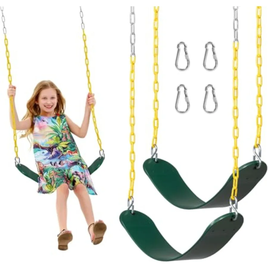 

2 Pack Outdoor Swings Seats with 66" Rust-Resistant Heavy Duty Chain Playground Swing Set Accessories Replacement Anti-Slip Sea