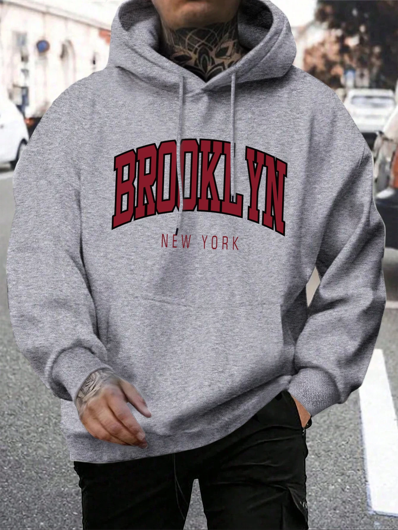 Brooklyn New York Printed Sweatshirt Men Harajuku Comfortable Hooded Fashion Soft Hoodies Autumn Fleece Warm Clothes