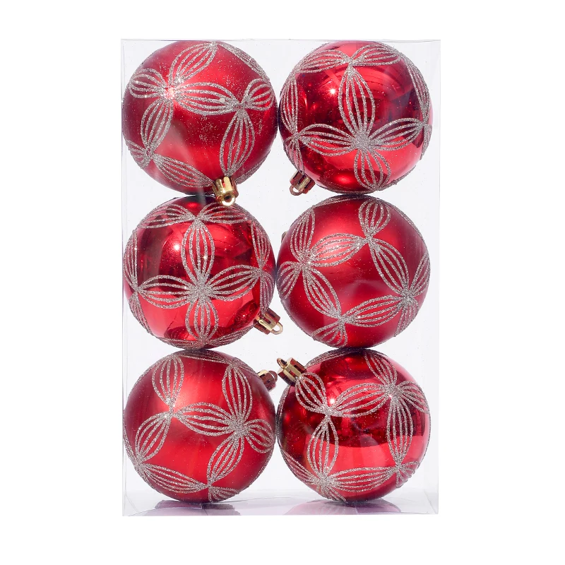 Set di ornamenti per palline di natale per animali domestici da 8CM/6 pezzi, palla di ornamenti appesi per alberi di natale per artigianato fai da