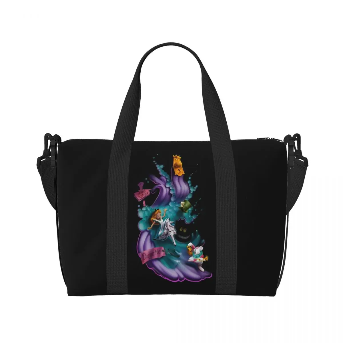 مخصص أليس في بلاد العجائب حقيبة حمل على الشاطئ للنساء أنيمي مقصورة كبيرة شاطئ رياضة حقائب السفر #2