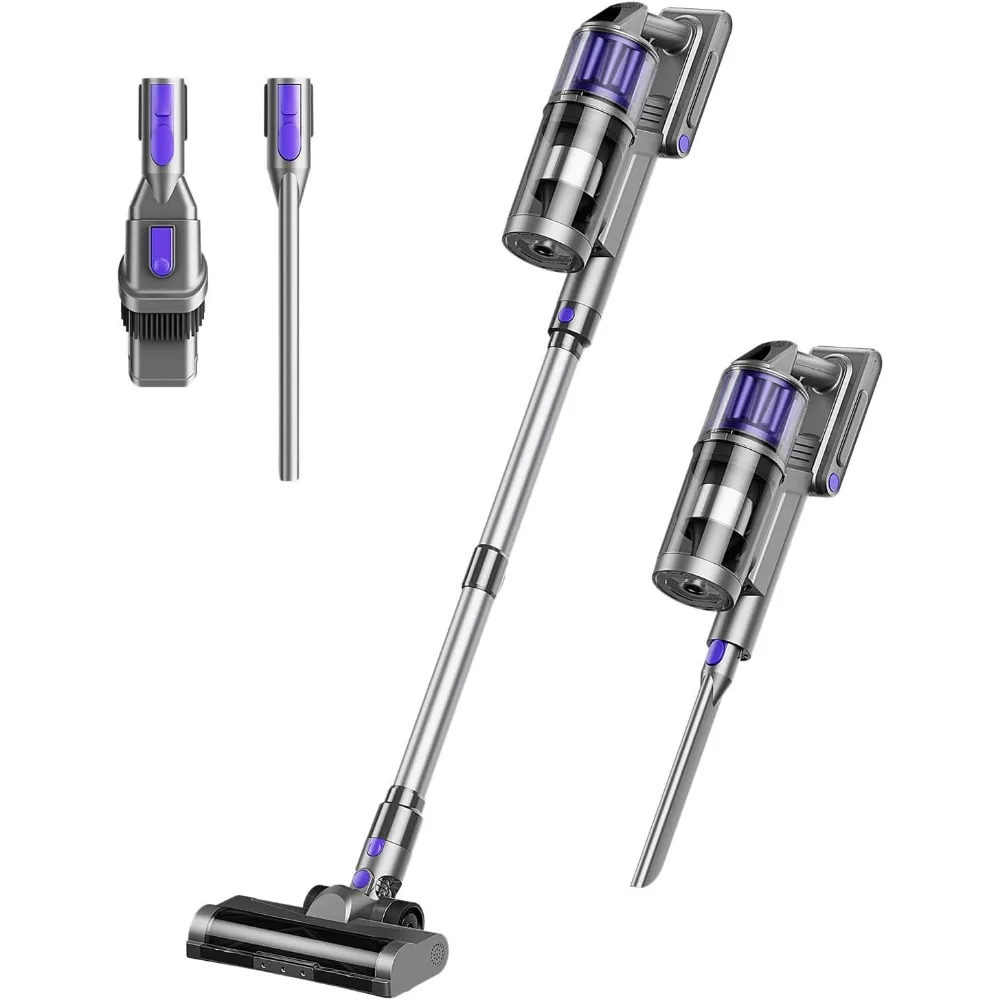 مكنسة كهربائية لاسلكية، مكانس كهربائية للمنزل، 45KPA 550W عصا محمولة محمولة 60 دقيقة وقت التشغيل بطارية قابلة للشحن للحيوانات الأليفة