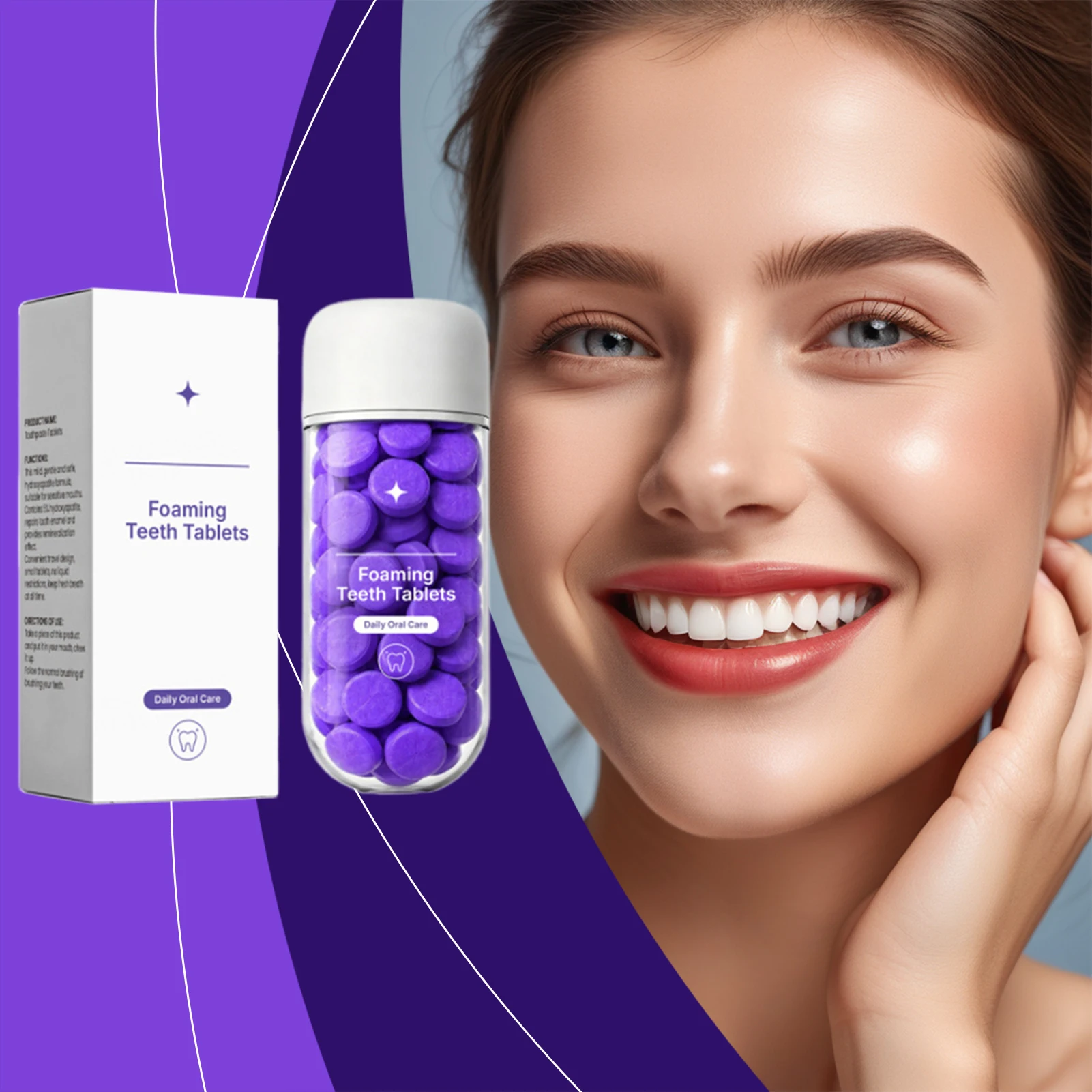 Purple Toothpaste Tablets For Whitening Toothpaste Tablets Color Corrector Toothpaste Tabs Removes Yellow Stains Freshens Breath