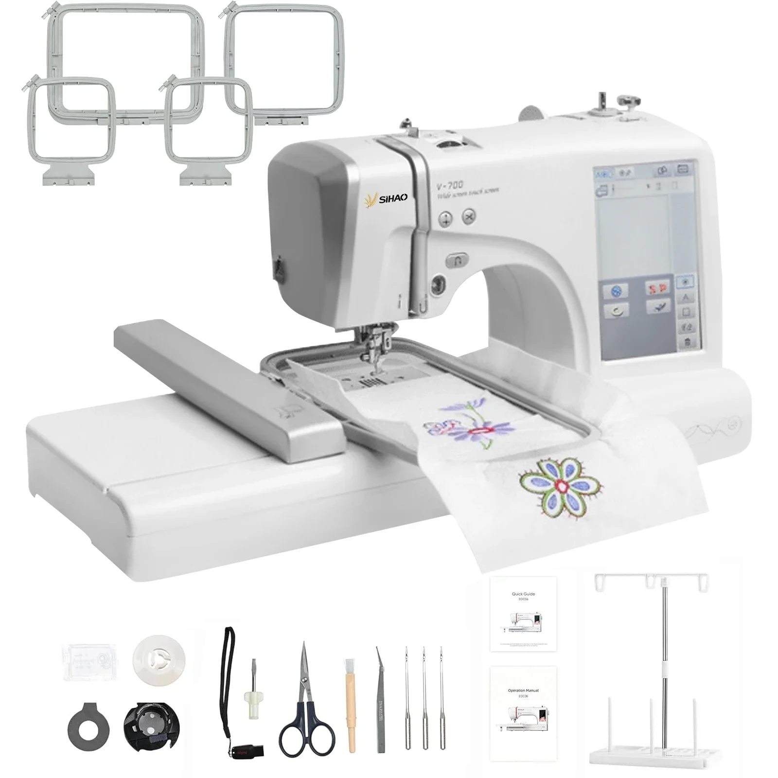 Embroidery Sewing Machine|SIHAO Embroidery Machine Multi-function Household Automatic Computerized LOGO MRSV700 LCD Touch Screen Embroidery Machine Hoops