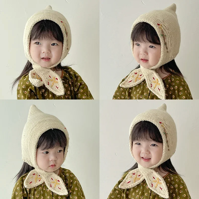 Knitted Kids' Hats for Fall and Winter - Cashmere Caps for Boys and Girls with Pointed Ears Design