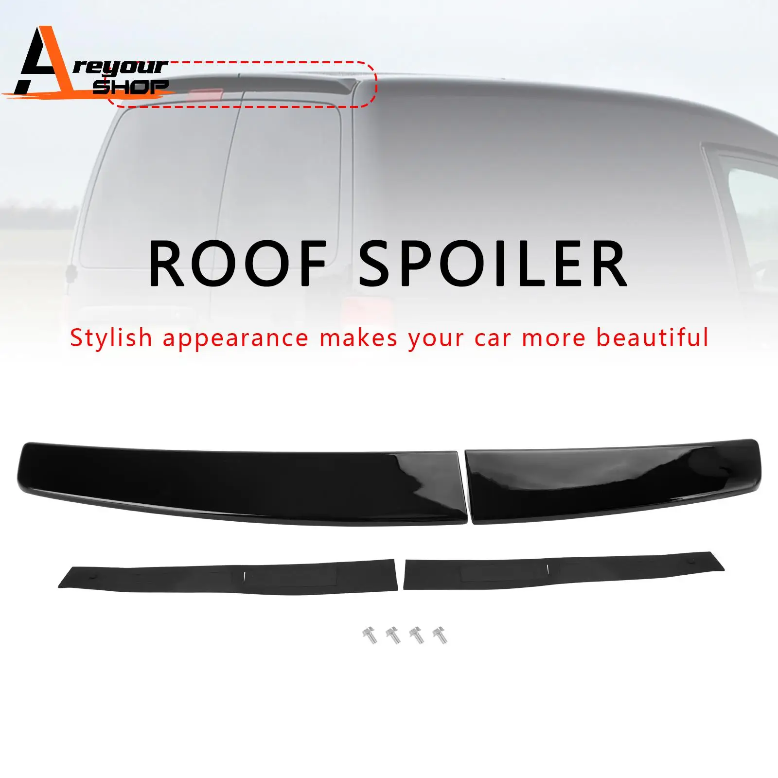 

Глянцевый черный задний спойлер с двумя дверцами сарая, подходит для VW Caddy Maxi 2005-2018