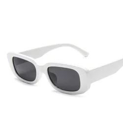 Gafas de sol ovaladas con montura blanca pequeña para hombre y mujer, lentes de sol de tendencia Punk, estilo callejero, con protección UV400