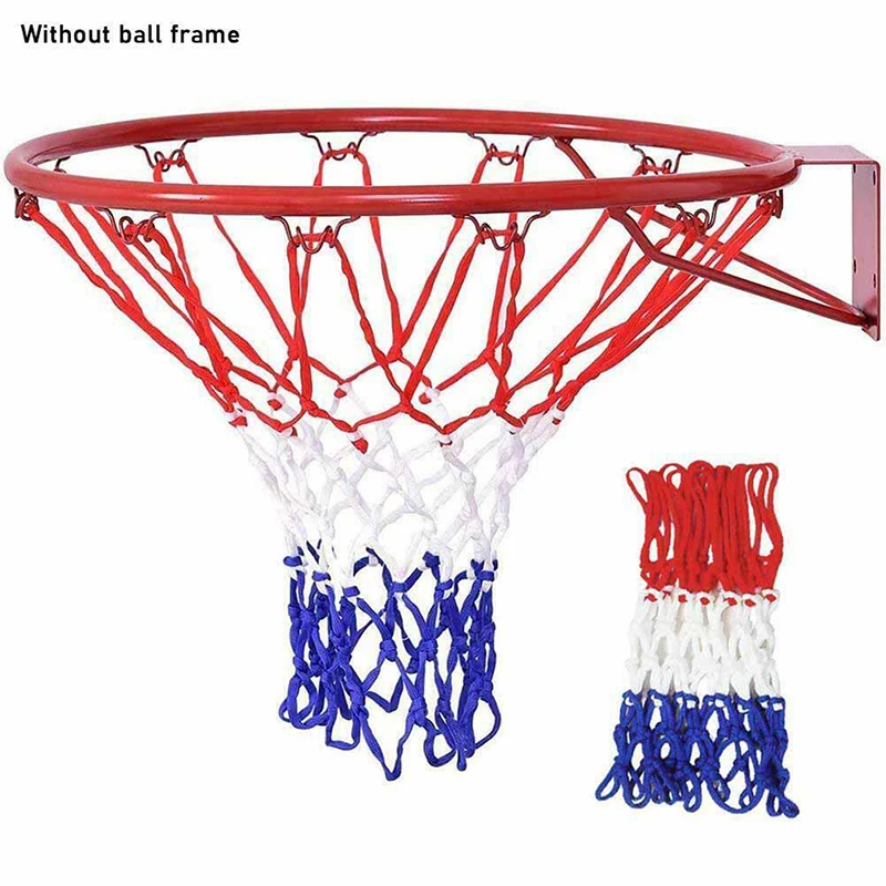 1Pc 48cm Standard Basketball Net Durable Nylon Thick Thread Three Color Universal Basketball Net Mesh Replacement