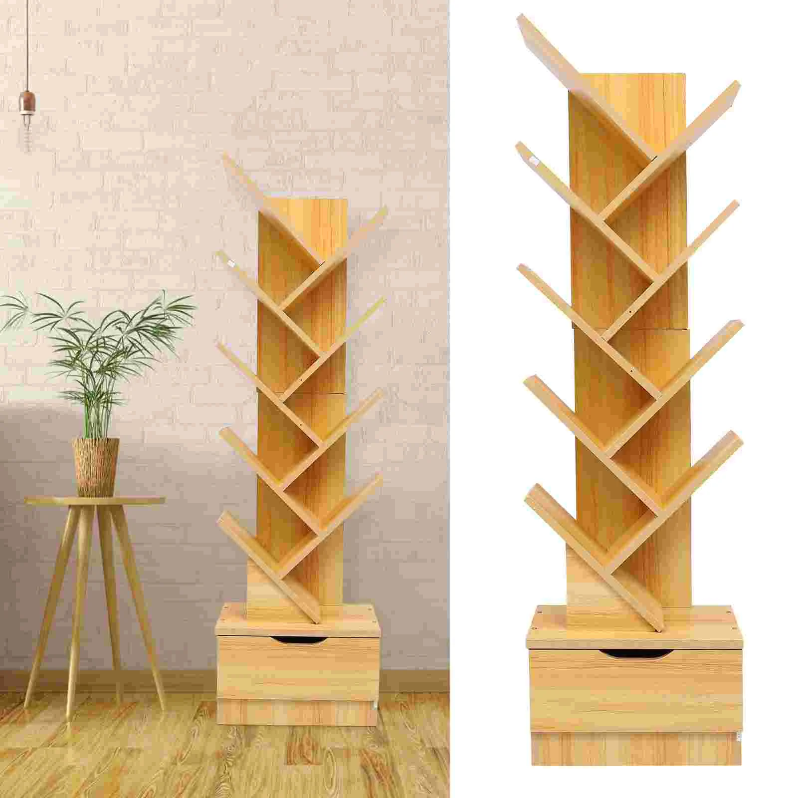 

Shelf Office Supplies Multi-layer Bookshelf for Desktop Tree-shaped Bookcase Simple Wooden Organizer