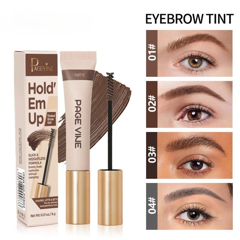 Tinted Brow Gel Waterproof Smudge Proof Natural Looking Feathered Brows Buildable Color Fibers for Full Defined Eyebrows