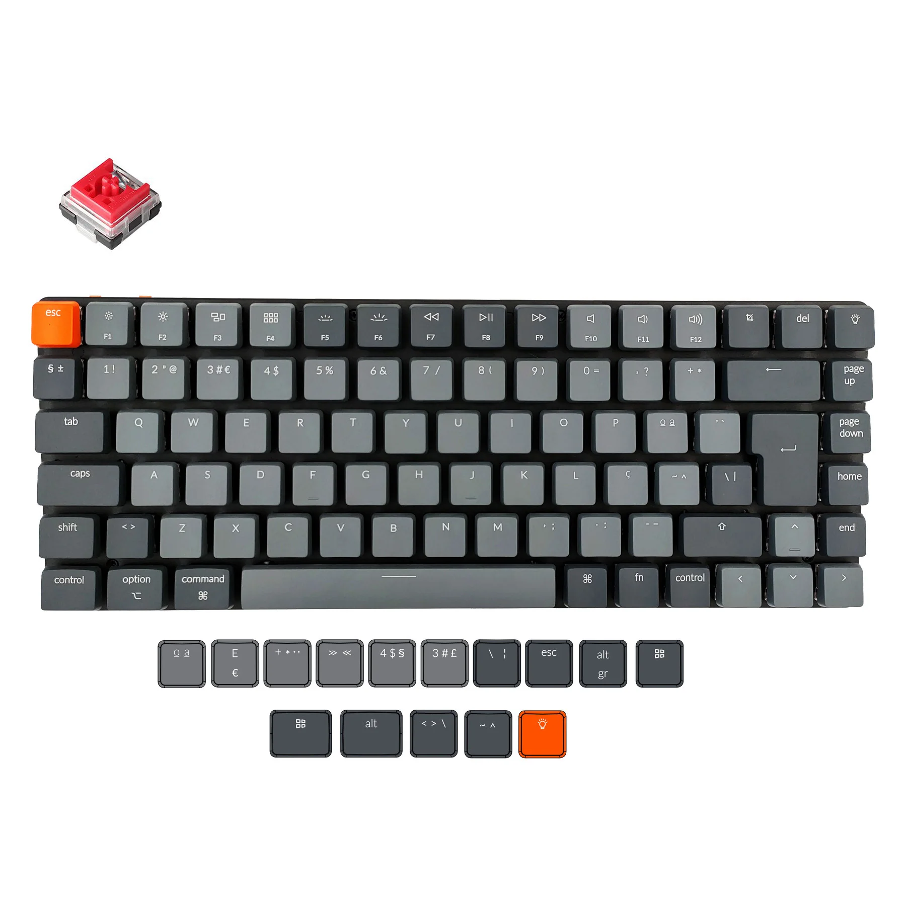 Top! K3 D PT-PT Layout Ultra-slim Wireless Mechanical Low Profile Keyboard Optical Hot-Swap Switch White Backlit for Mac