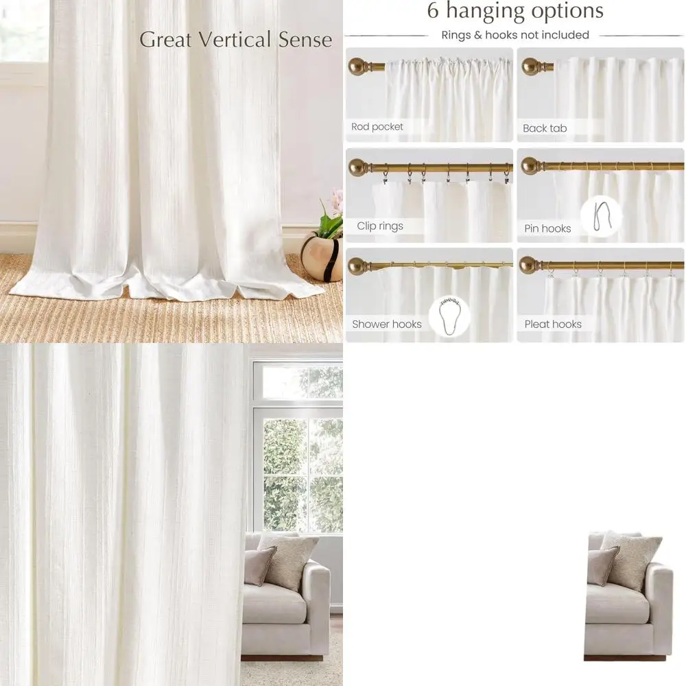 

Льняные жаккардовые шторы для гостиной, обеспечивающие конфиденциальность и рассеивание света, в стиле бохо, 52 x 84, комплект из 2 панелей