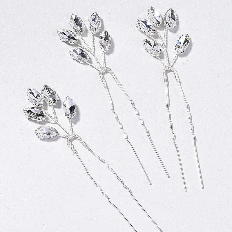 

Floralbride Alloy Clear Crystal Rhinestones Pearls Bridal Hair Pins Wedding Hair Stickers Women Bridesmaids Hair Accessories