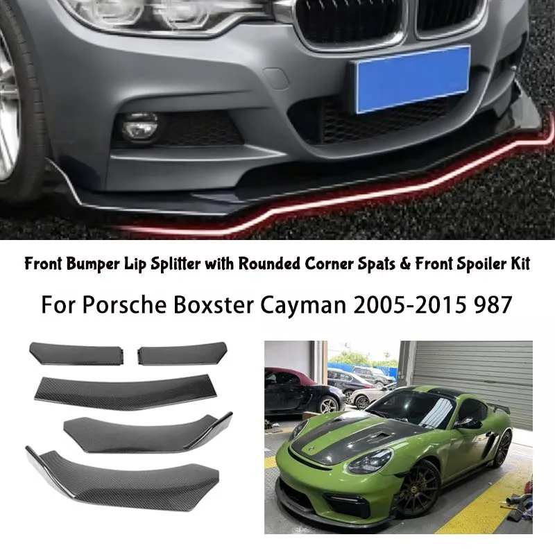 5-Segment Adjustable Front Bumper Lip Splitter Body Kit For Porsche Boxster Cayman 2005-2015 987