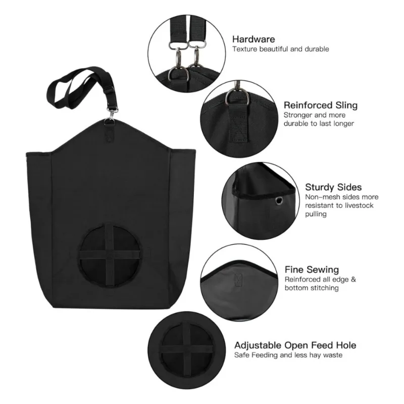 Goat Hay Feeder, Rabbit Horse Sheep Hay Bag, Adjustable Slow Open Feeding Hole