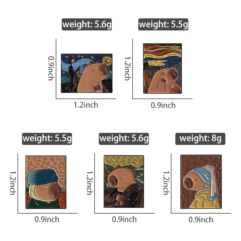 Cartoon Capybara Enamel Pins Creative Oil Painting Art Aesthetics Badge Cute Animal Brooch Clothes Lapel Pin Jewelry Accessories