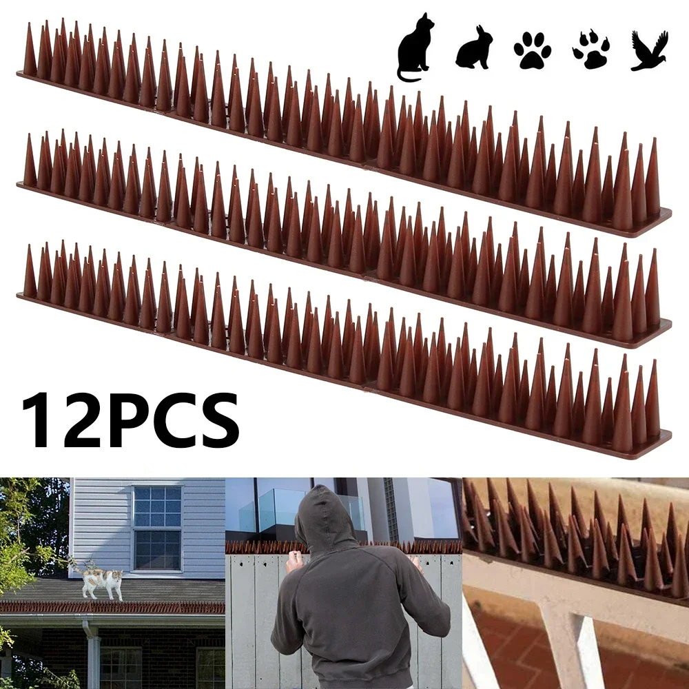 12Pcs Fence Wall Spikes Bird Deterrent Spikes Plastic Anti Climb Cat Animal Repellent For Garden Fences Birds Pigeons Spikes