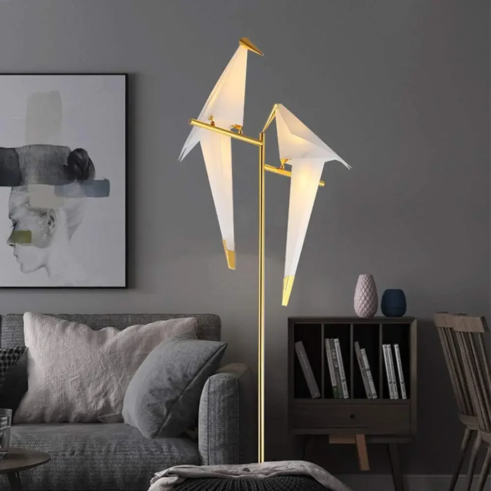 CHANGE MoreChange 72In Modern LED Floor Lamp, Bird Floor Light Gold Metal Fixtures for Living Room Bedroom Dinning Room Office (