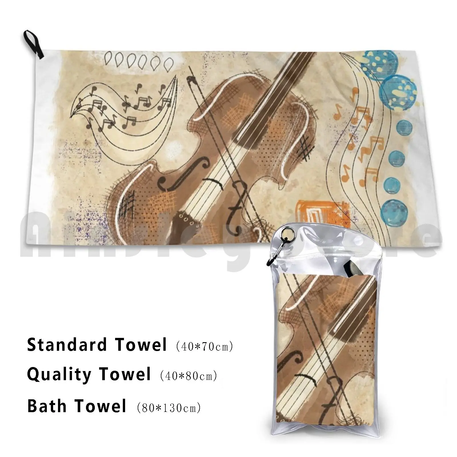 Abstract Cello Beach Towel Quick Dry Quality Towel Abstract Cello Music Musician Instrument