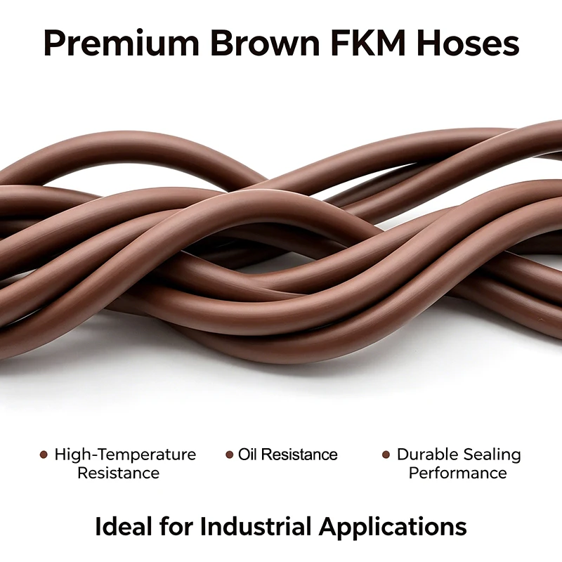 Brown FKM Fluorine Rubber Hose ID 2~14mm High Temperature Oil Acid Alkali Resistant Anti‑Aging Tubing for  Automotive Fuel line