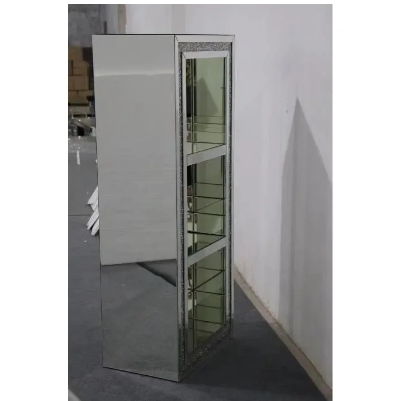 Mirror Sample Glass Display Rhinestone Silver Display Case