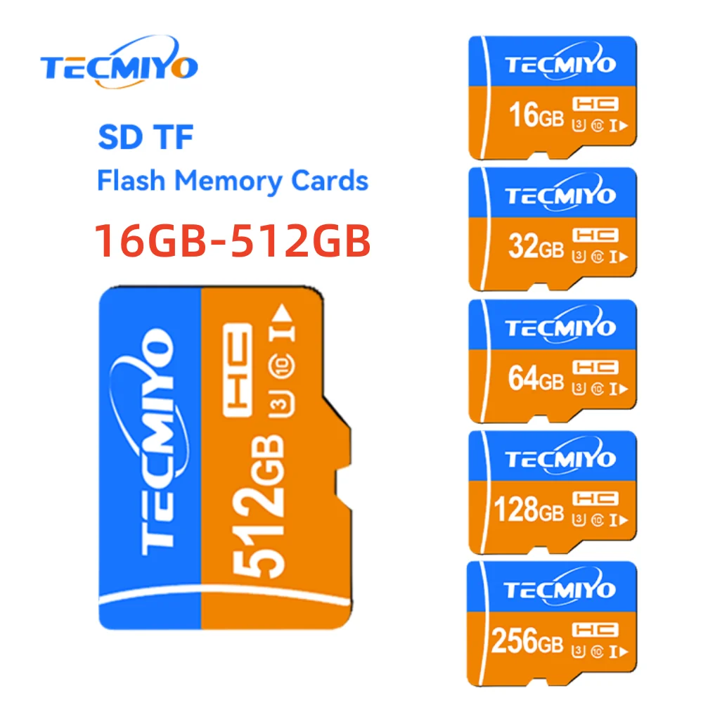 Tecmiyo 16Gb/32Gb/64Gb/128Gb/256Gb/512Gb/1Tb Sd Tf Flash Geheugenkaarten Voor Mobiele Telefoon Camera Digitaal Apparaat