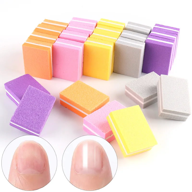 Dupla Face Mini Nail Buffer Block Esponja Colorida Lixar Arquivo Natural Manicure Polimento, Ferramenta de Pedicure